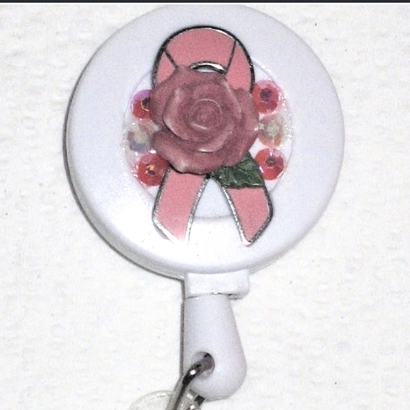 Hand Crafted Accessories - $9.00 SALE w/Purchase Pink Breast Cancer Awareness Ribbon ID Badge Holder